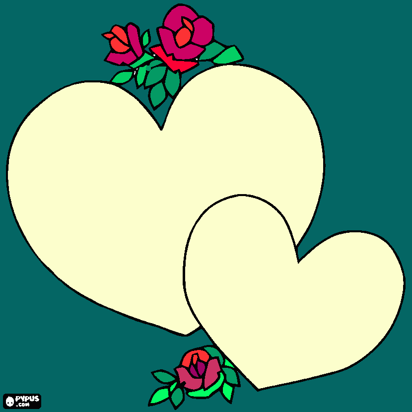 για ζωγραφικήΖωγραφιές Δύο καρδιές, διακοσμημένο με λουλούδια για την ημέρα του Αγίου Βαλεντίνου