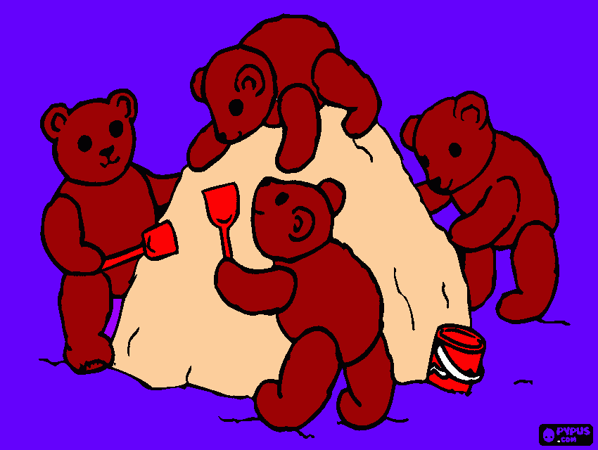 για ζωγραφικήαρκουδακια παιζοντας μεταξι τους στην αμμο