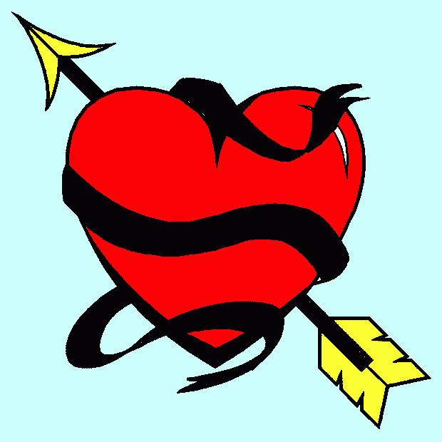 για ζωγραφικήκαρδια με κορδελα κι' ενα βελος