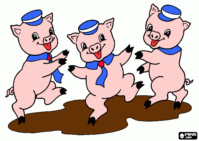 για ζωγραφικήτα τρια γουρουνια που παιζουν